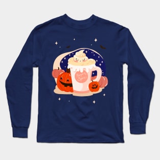 Kawaii Pumpkin Spice Coffee Latte Long Sleeve T-Shirt